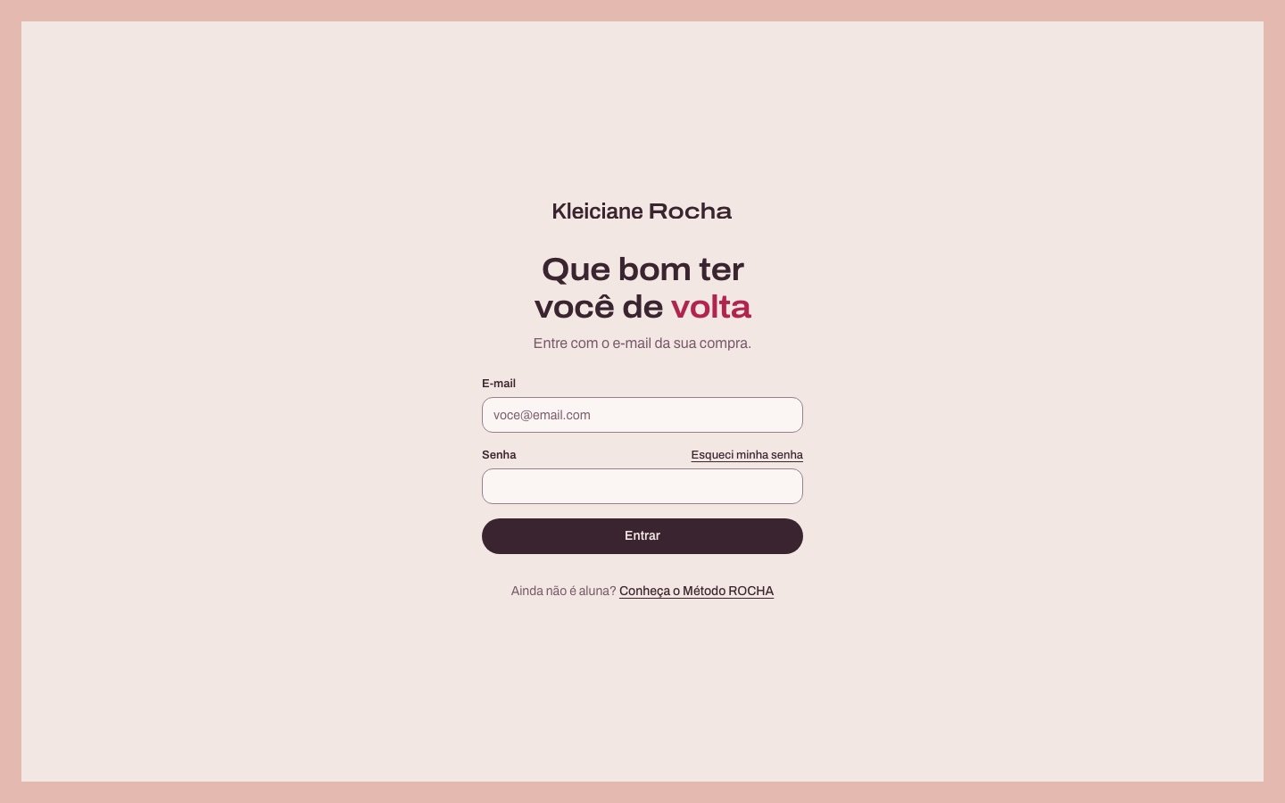 Login da área da aluna